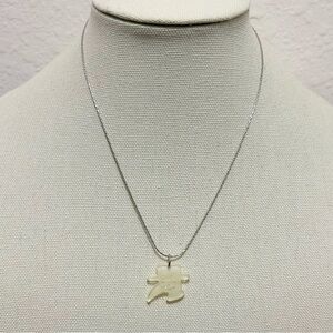 BOGO ‼️ Elegant Silver Necklace with Sparkly Cream Plague Doctor Pendant